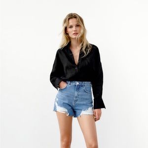 ZARA High Waisted Ripped Shorts